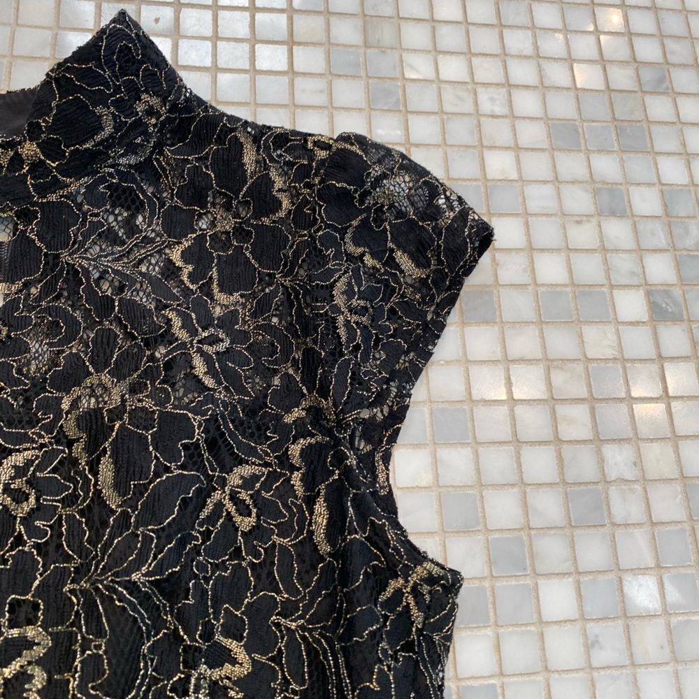 Julie Brown Black Gold Lace Dress - Picture 2 of 7